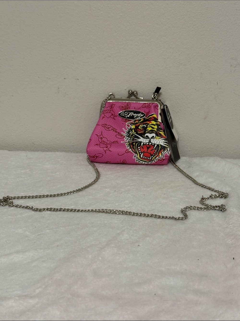 Ed Hardy Pink Mini Kiss-Lock Tiger Crossbody